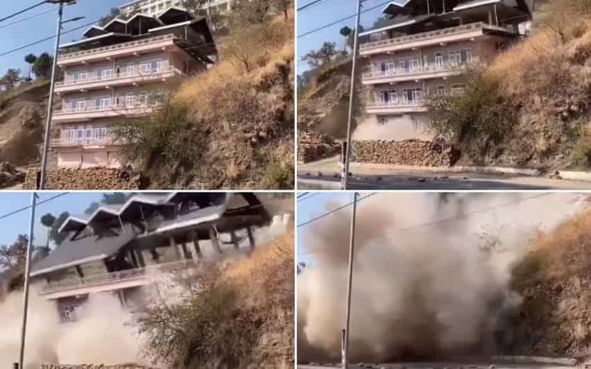 शिमला में बहुमंजिला इमारत का भयानक ढहना: वीडियो वायरल